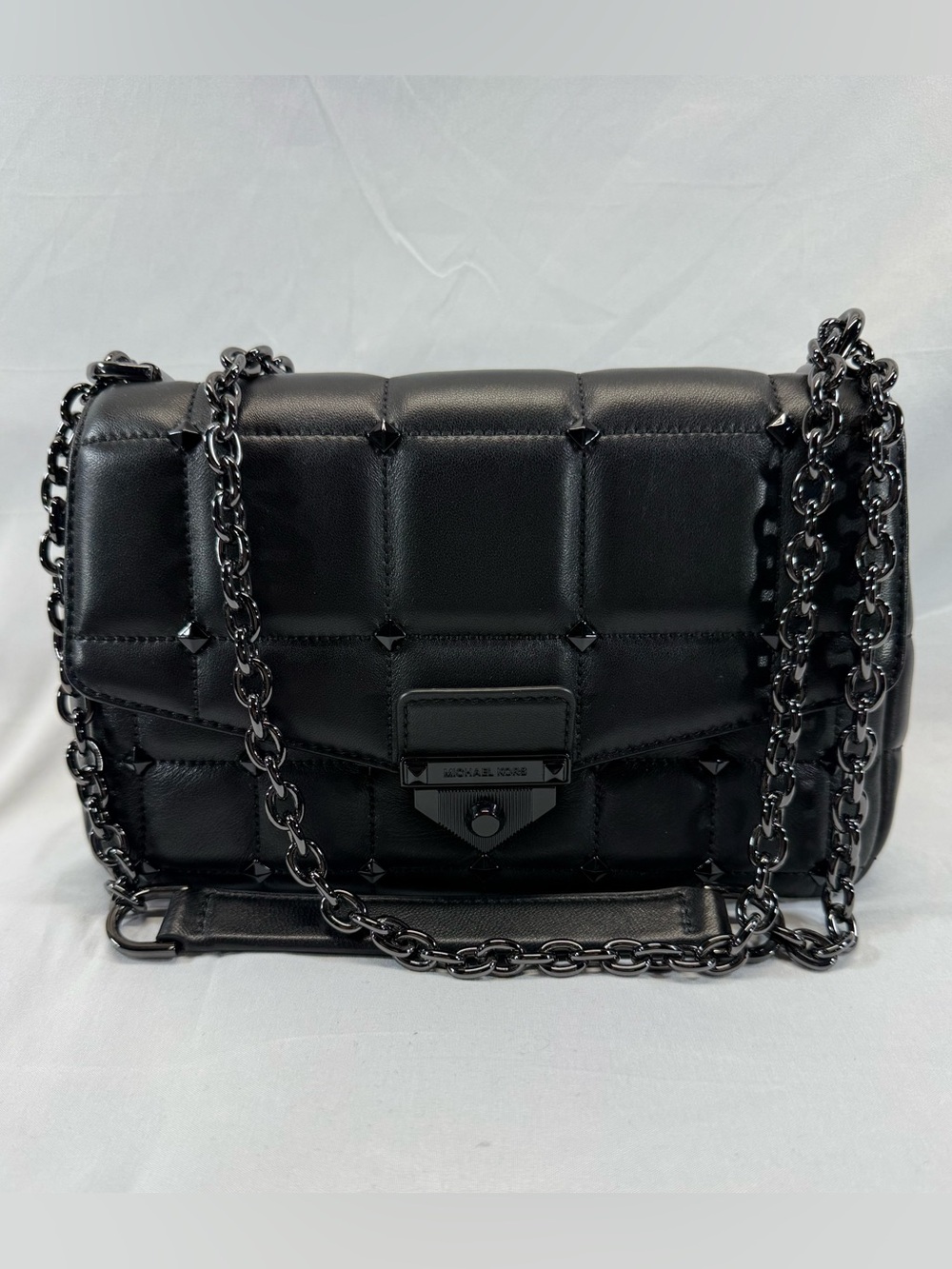 Michael Kors SoHo Large Chain Studded Leather Shoulder Bag